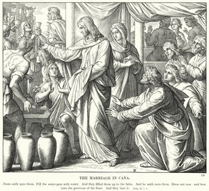 Las bodas de Caná (grabado) de Julius (after) Schnorr von Carolsfeld