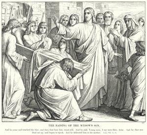 La resurrección del hijo de la viuda de Julius (after) Schnorr von Carolsfeld