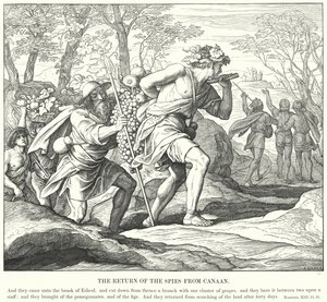 El regreso de los espías de Canaán (grabado) de Julius (after) Schnorr von Carolsfeld
