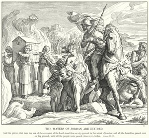 Las Aguas del Jordán se Dividen (grabado) de Julius (after) Schnorr von Carolsfeld