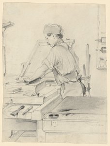 Autorretrato Trabajando en una Prensa Litográfica de Julius Adam the Elder