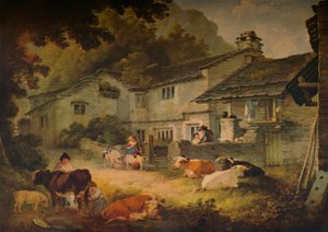 Paisaje de Cabaña con Ganado, en Ambleside, 1803 de Julius Caesar Ibbetson