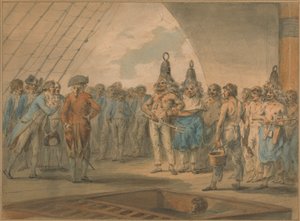 Ceremonia de cruce de la línea de meta a bordo del buque "Vestal de Julius Caesar Ibbetson