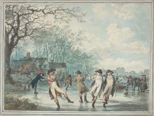 Patinadores en el Serpentine en Hyde Park de Julius Caesar Ibbetson