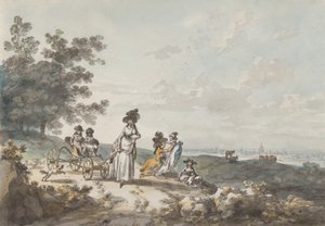 Vista de Londres con St. Paul’s en la distancia: Mujer y niños con un cochecito de bebé, 1787
