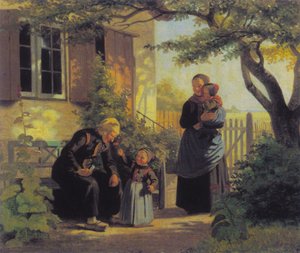 Una niña dejó que un anciano oliera una flor. de Julius Exner