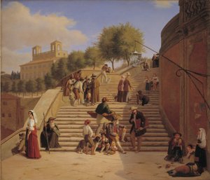 Los tramos superiores de la Escalinata Española en Roma de Julius Friedlænder