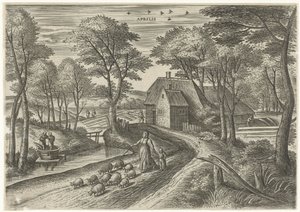 Abril Aprilis (título sobre objeto) Los doce meses (título de la serie) de Julius Goltzius