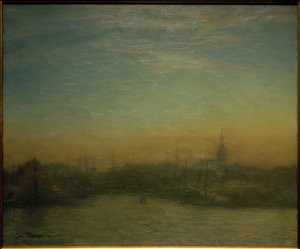Vista del puerto al atardecer. Copenhague de Julius Paulsen