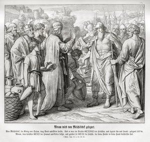 Abraham es bendecido por Melquisedec, Génesis de Julius Schnorr von Carolsfeld