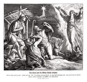 Un ángel aparece a los pastores, Evangelio de Lucas de Julius Schnorr von Carolsfeld