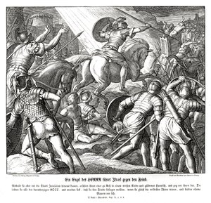 Un ángel guía a los israelitas, 2 Macabeos de Julius Schnorr von Carolsfeld