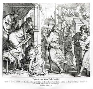 David es despreciado por Mical, 2 Samuel de Julius Schnorr von Carolsfeld