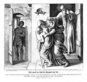 Eliseo resucita al hijo de la sunamita, 2 Reyes de Julius Schnorr von Carolsfeld