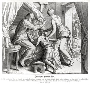 Isaac bendice a Jacob en lugar de Esaú, Génesis de Julius Schnorr von Carolsfeld