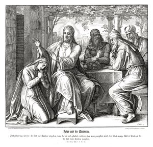 Jesús y la mujer pecadora, Evangelio de Lucas de Julius Schnorr von Carolsfeld