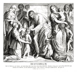 Jesús llama a los niños, Evangelio de Marcos de Julius Schnorr von Carolsfeld