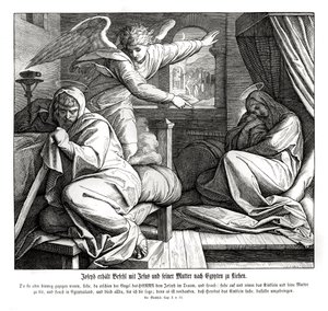 José es advertido para huir a Egipto, Evangelio de Mateo de Julius Schnorr von Carolsfeld