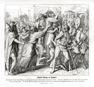 El padre de José llega a Egipto, Génesis de Julius Schnorr von Carolsfeld
