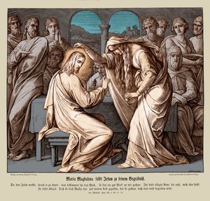 María Magdalena unge a Jesús, Evangelio de Mateo