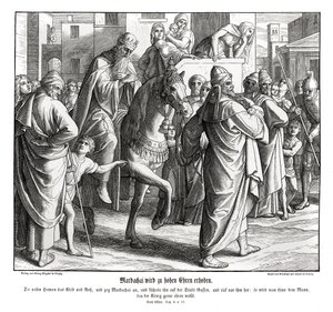 Mardoqueo es honrado por el rey, Ester de Julius Schnorr von Carolsfeld