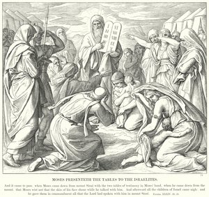 Moisés presenta las tablas a los israelitas de Julius Schnorr von Carolsfeld