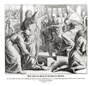Moisés exige la liberación de los israelitas, Éxodo de Julius Schnorr von Carolsfeld