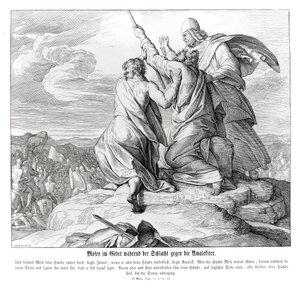 Moisés ora durante la batalla con Amalec, Éxodo de Julius Schnorr von Carolsfeld