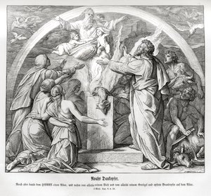 La ofrenda de agradecimiento de Noé después del diluvio, Génesis de Julius Schnorr von Carolsfeld