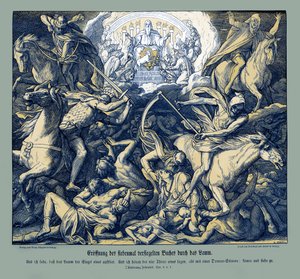 Apertura del primer sello por el Cordero, Apocalipsis de Julius Schnorr von Carolsfeld