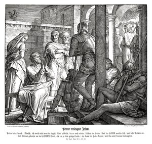 Pedro niega a Jesús, Evangelio de Lucas de Julius Schnorr von Carolsfeld
