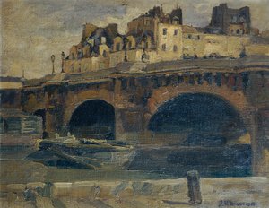 Paisaje parisino con Pont Neuf de Julius Ullmann