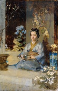 mujer japonesa en una habitación de Julius Victor Berger