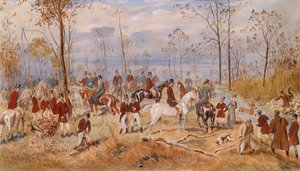 La caza. Obra de Julius von Blaas (1845-1922), acuarela sobre papel, hacia 1890. Arte austriaco de Julius von Blaas