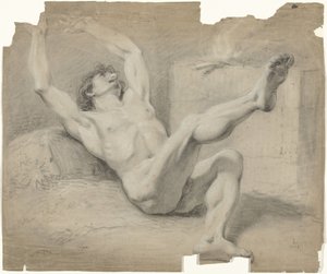 Desnudo masculino recostado, con los brazos hacia atrás y la pierna derecha levantada de Jurriaan Andriessen (possibly)
