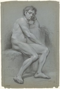 Desnudo masculino sentado, mano izquierda bajo la cabeza de Jurriaan Andriessen