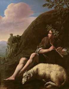 Pastoral, pastor y ovejas (óleo sobre lienzo) (post restauración) de Jusepe de (follower of) Ribera