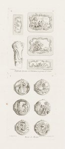 Diferentes diseños de tabaqueras y pomo de bastón, quinta plancha, pl. 53 en Oeuvre de Juste-Aurèle Meissonnier de Juste Aurèle Meissonnier