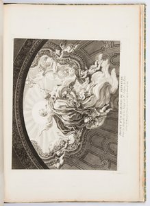 Diseño para el Techo Pintado de la Capilla de la Virgen de St. Sulpice de París, lámina 105, en Oeuvres de Juste-Aurèle Meissonnier de Juste Aurèle Meissonnier