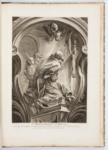 St. Aignan Obispo de Orleans, lámina 111, en Oeuvres de Juste-Aurèle Meissonnier (Obras de Juste-Aurèle Meissonnier)
