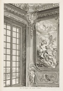 Vista del ángulo del mismo gabinete; Vista del ángulo del mismo gabinete, mostrando a la izquierda una gran ventana y a la derecha el cuadro de Zéfiro y Flora, 2da plancha de Juste Aurèle Meissonnier