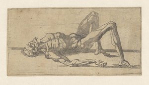 Hombre desnudo, tumbado de espaldas de Juste de Juste (attributed to)