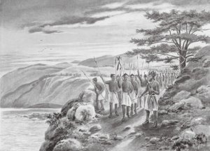Sargón I en el Mediterráneo (litografía) de Justus Hill