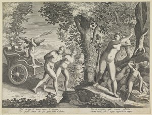Desnudos perseguidos por Amor Castigo d´Amore Diferentes aspectos del amor (título de la serie) de Justus Sadeler (attributed to)