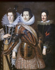 Cosme II de Médicis con su esposa María Magdalena de Austria y su hijo Ferdinando II