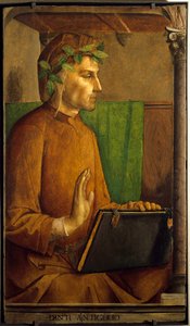 Retrato del poeta de Dante Alighieri (1265-1321) Pintura de Juste De Ghent (1435-1480) Siglo XV, óleo sobre madera, Dim. 1,15 X 0,64 m. París. Musee Du Louvre - Retrato del poeta Dante Alighieri (1265-1321). Pintura de Juste de Gante (1435-1480)