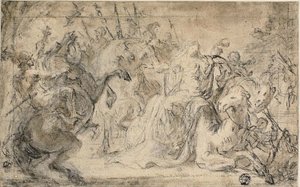 Zenobia rodeada de soldados montados de Justus van Egmont