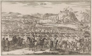 Escoria bij Párkány en 1683 Gran (título sobre objeto) de Justus van den Nijpoort