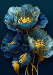 Amapolas azules doradas de Justyna Jaszke