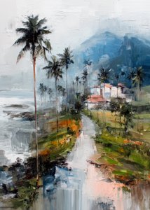 Pueblo tropical brumoso de Justyna Jaszke
